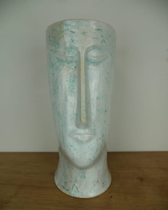 Osłonka ceramiczna "Modiglani" duża biała/turkus